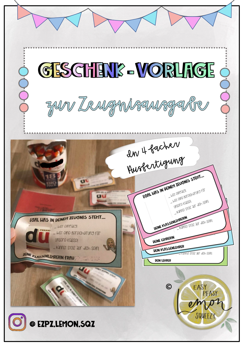 Geschenk zur Zeugnisausgabe