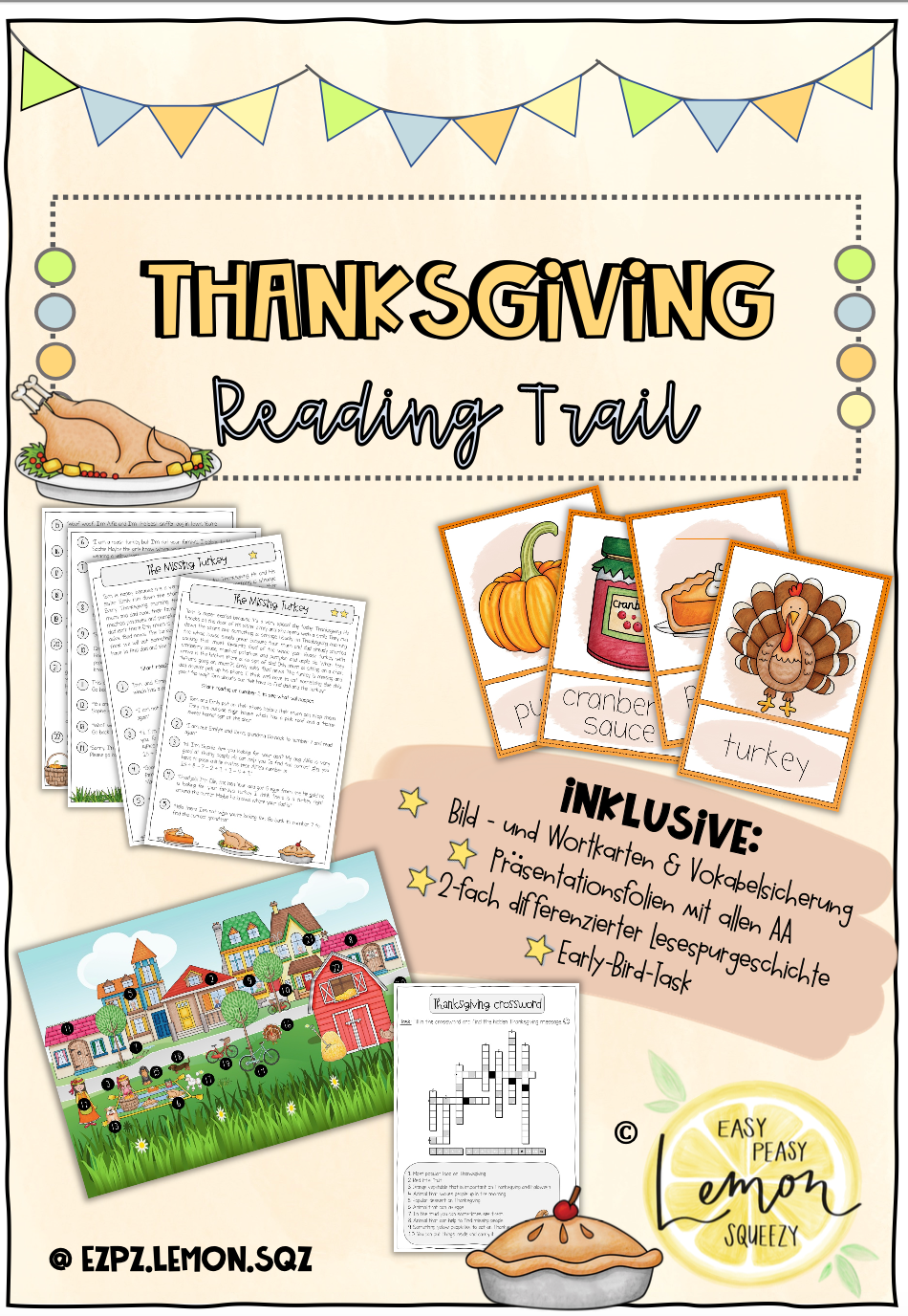 HUGE BUNDLE: English Reading Trails - Lesespurgeschichten (Christmas, Halloween, Thanksgiving, Easter, Valentine's Day + Saint Patrick's Day)