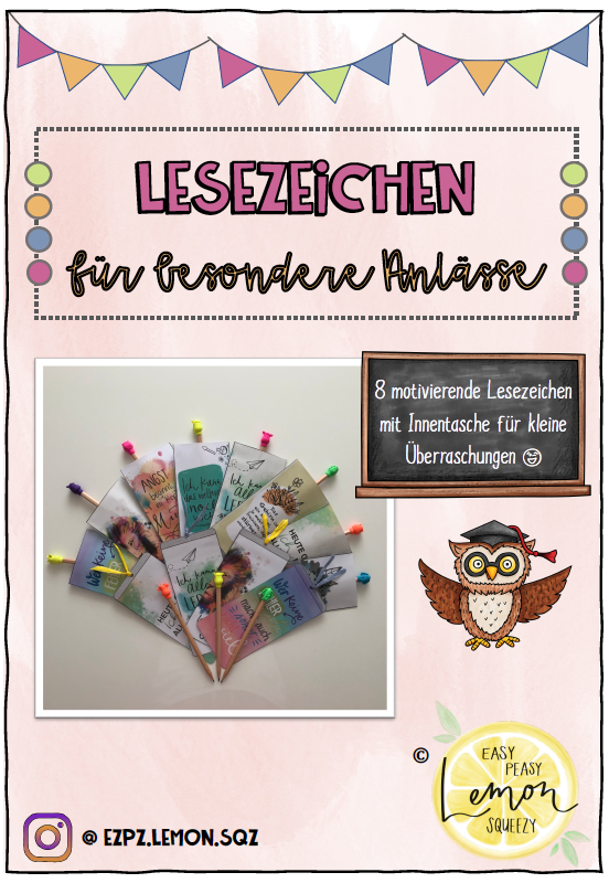 Motivierende Lesezeichen / Geschenk Schulstart
