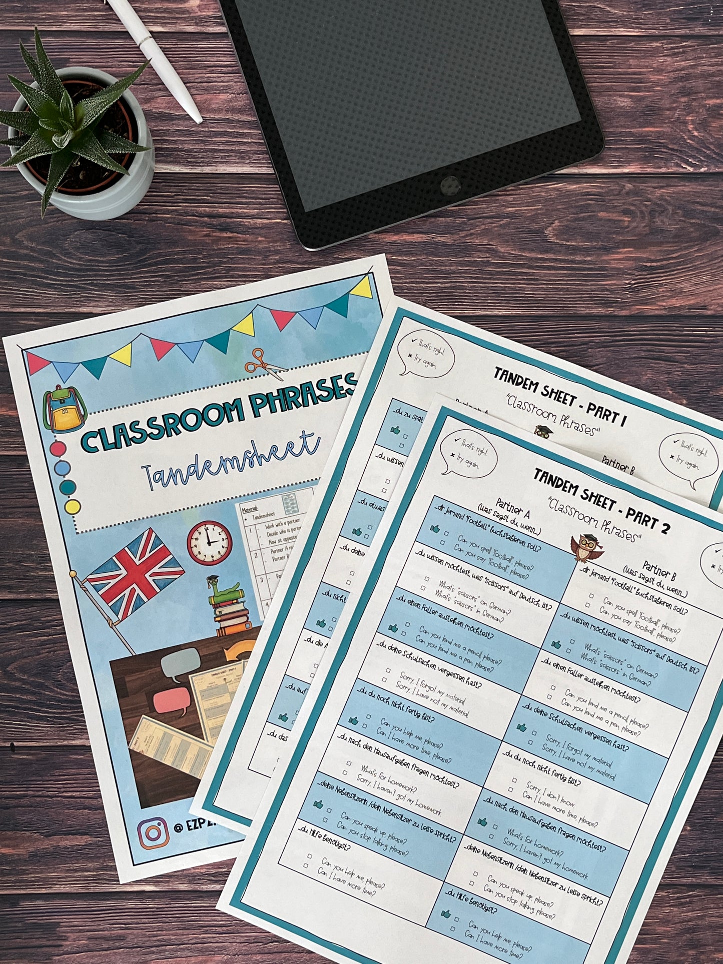 Classroom Phrases - Tandemsheet