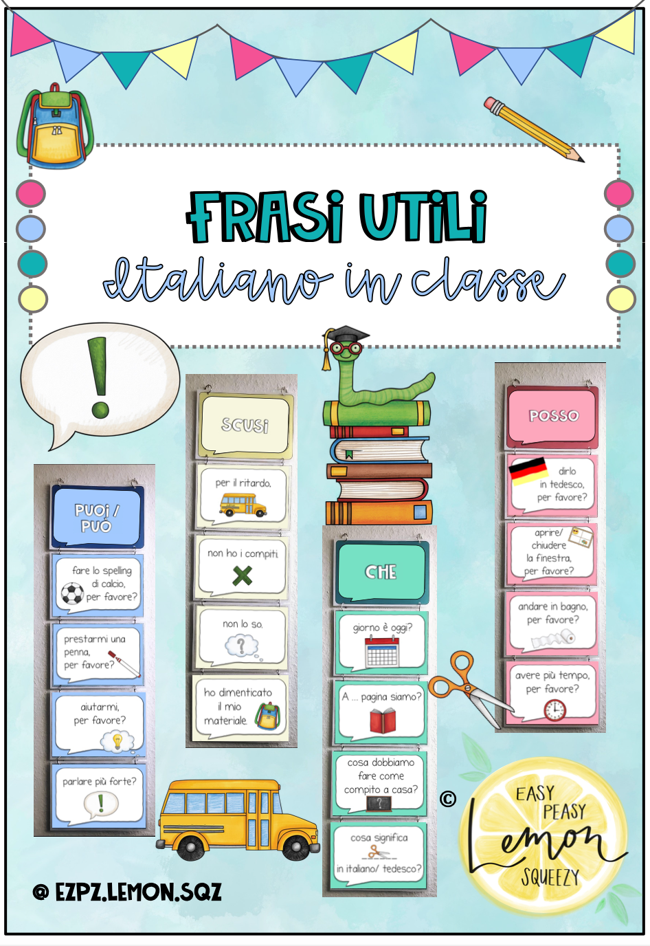 Frasi utili - Italiano in classe (Classroom Phrases / Redewendungen Italienisch)