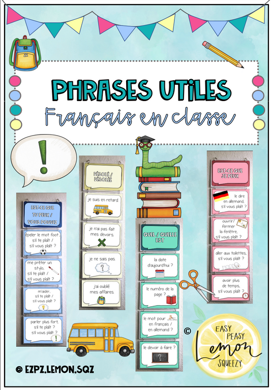 Phrases utiles - Français en classe (Classroom Phrases / Redewendungen Französisch)