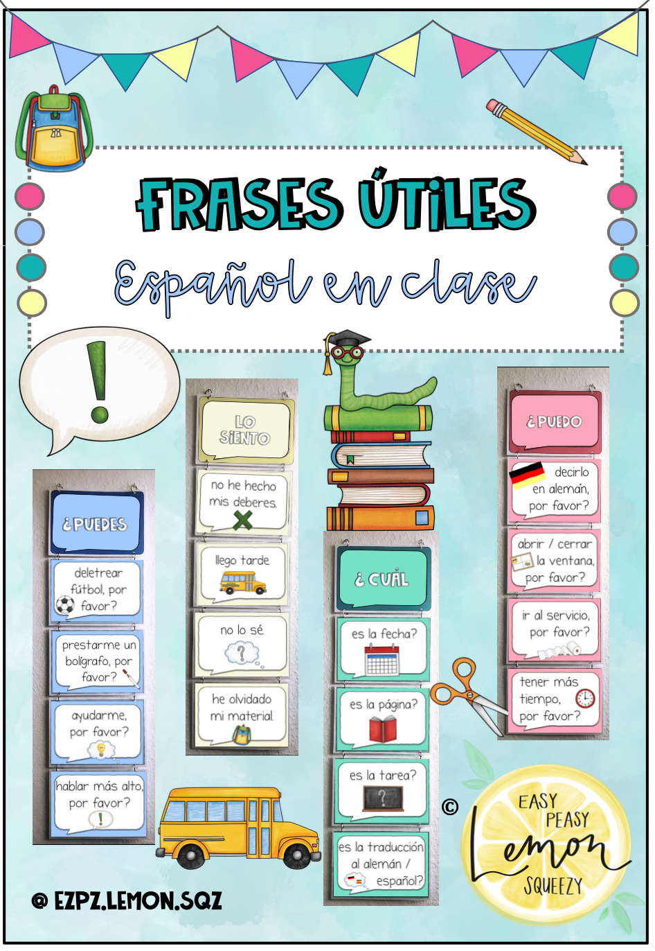 Frases útiles - Español en clase (Classroom Phrases / Redewendungen Spanisch)