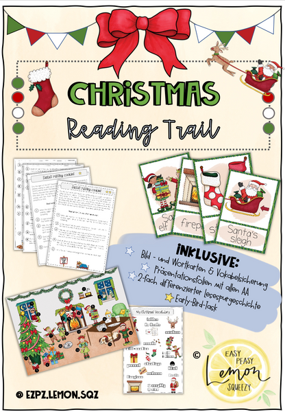HUGE BUNDLE: English Reading Trails - Lesespurgeschichten (Christmas, Halloween, Thanksgiving, Easter, Valentine's Day + Saint Patrick's Day)