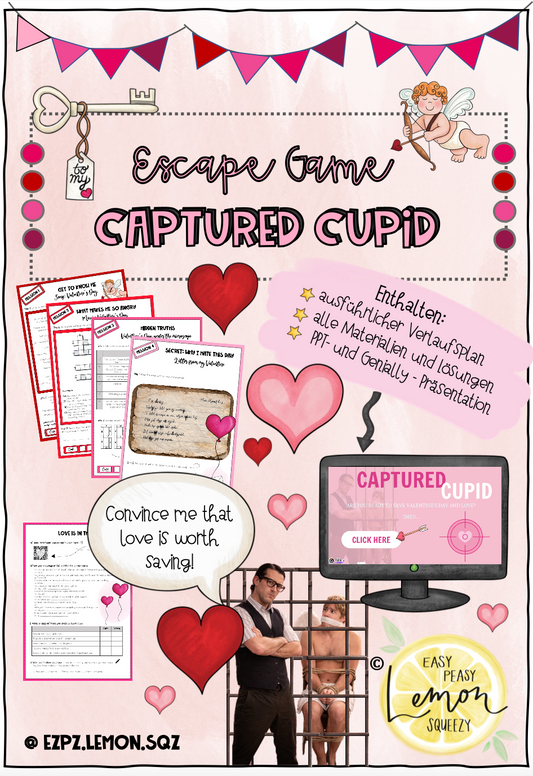 BIG Valentine's Day Bundle - Reading Trail, Escape Game, Vokabelkarten und Geschenk Vorlage