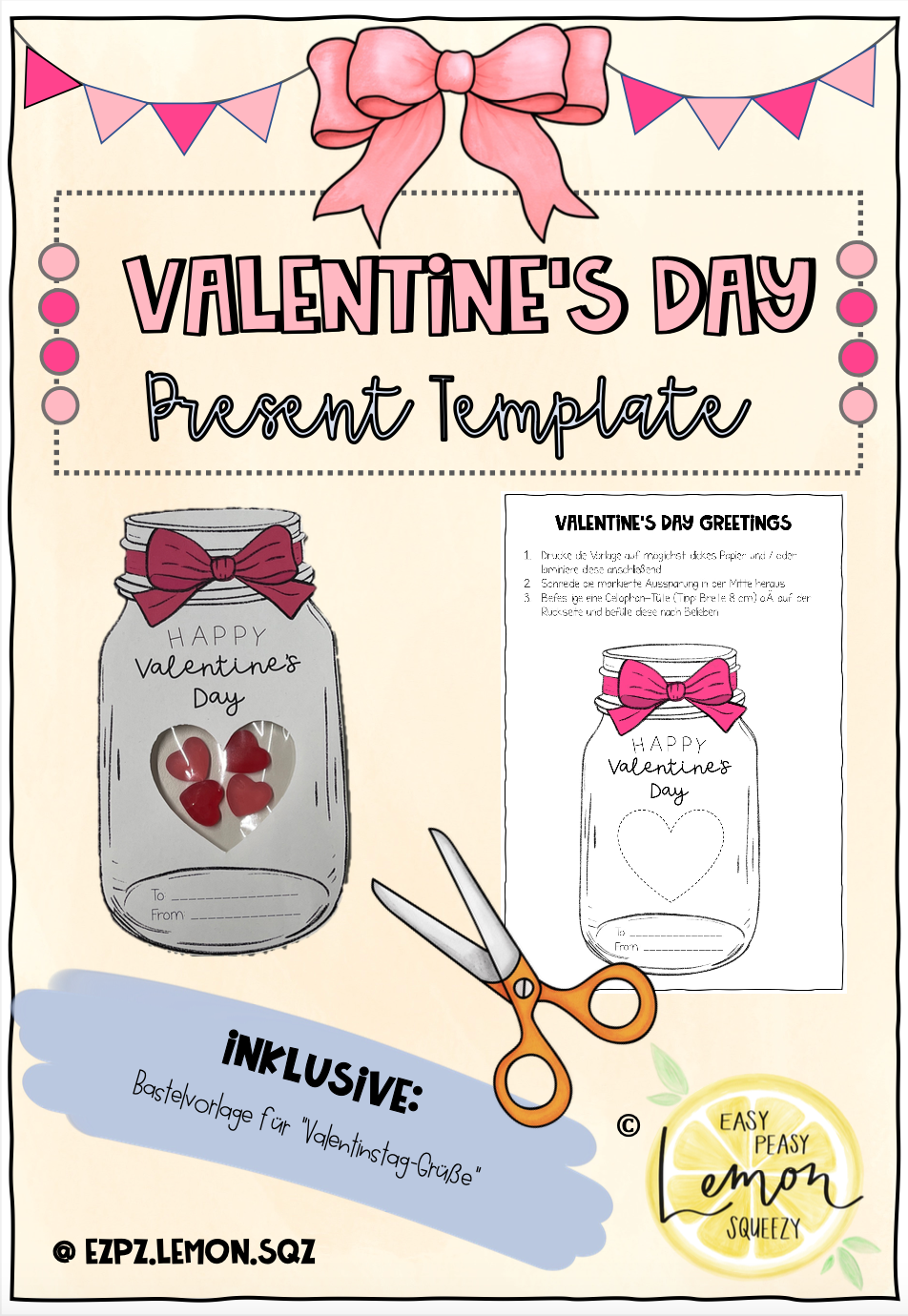 BIG Valentine's Day Bundle - Reading Trail, Escape Game, Vokabelkarten und Geschenk Vorlage