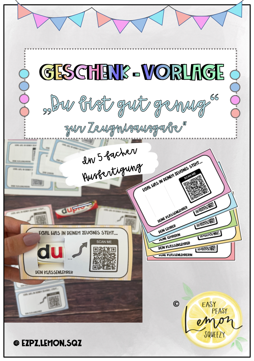 Geschenk Sommerferien / Zeugnis