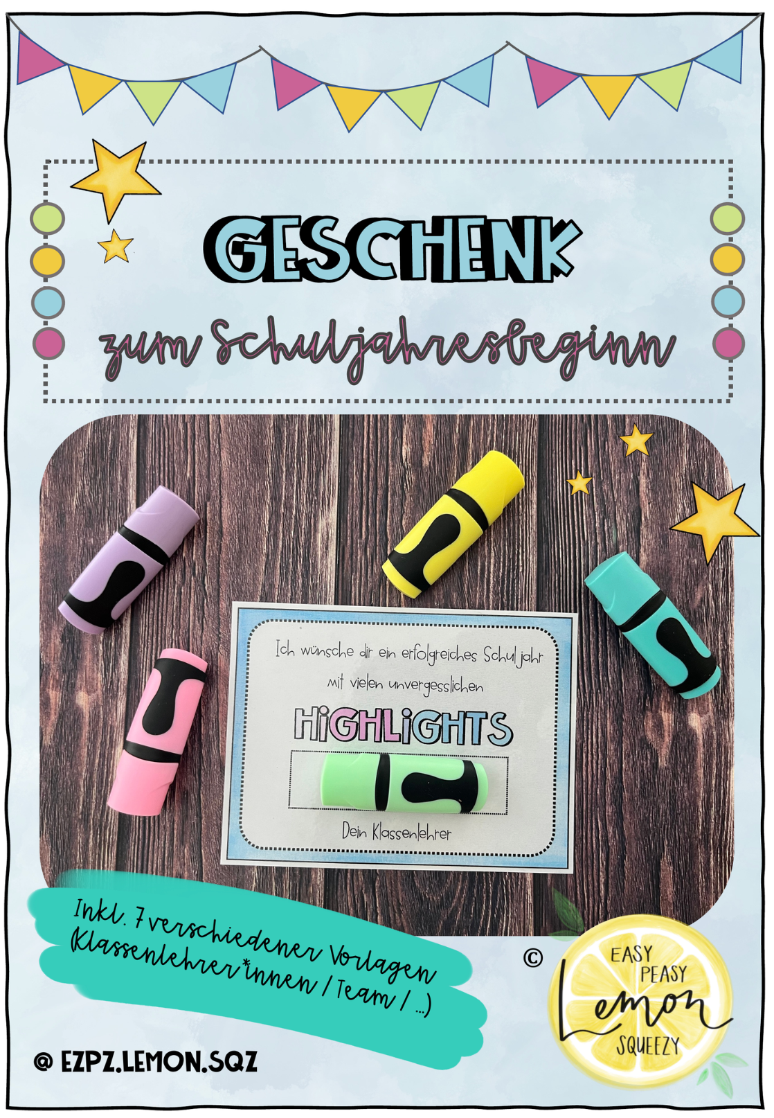 Schulstart Geschenk - Highlights / Textmarker