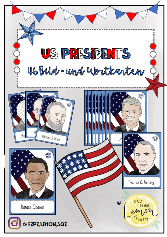 American / US Presidents - Bild- und Wortkarten