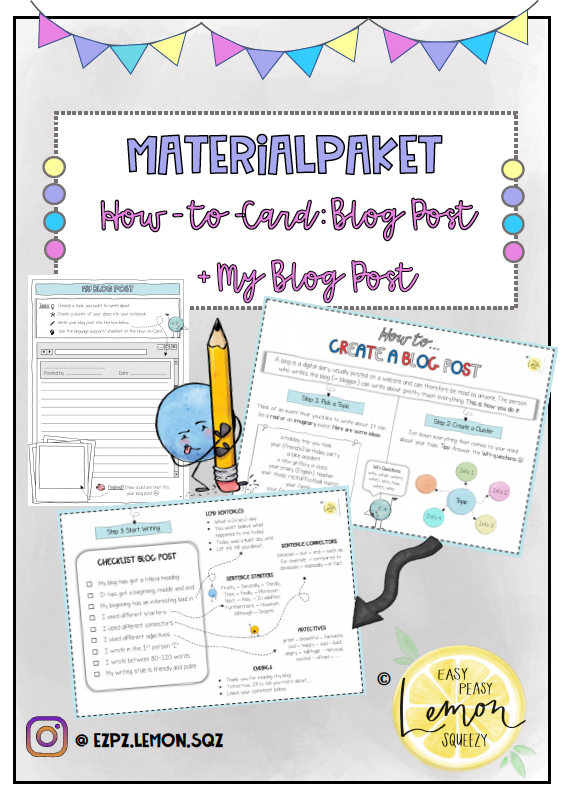 Materialpaket: How-to-Card + Worksheet "Write a Blog"