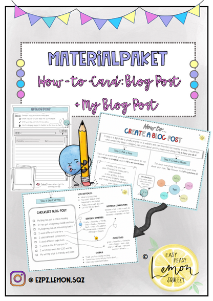 Materialpaket: How-to-Card + Worksheet "Write a Blog"