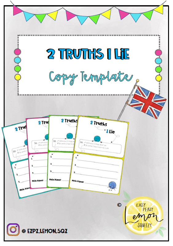 Game: 2 Truths 1 Lie - zwei Lügen eine Wahrheit Englischunterricht