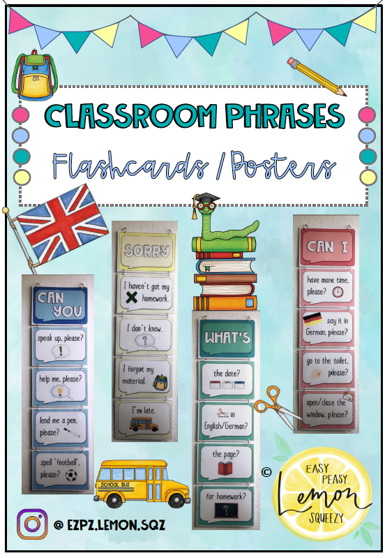 Classroom Phrases - Posters / Flashcards