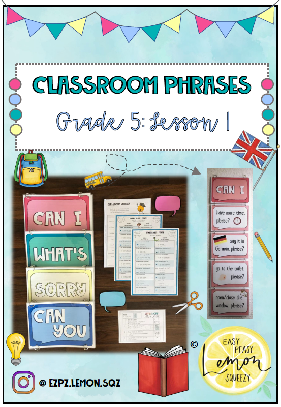 Classroom Phrases - großes Materialpaket Kl. 5 (Lesson 1 - 3)