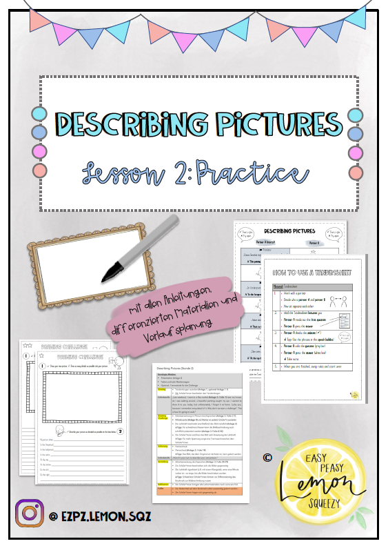 Describing Pictures - Großes Materialpaket (Lesson 1 + 2)