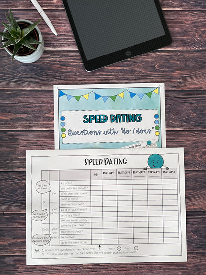 Speed Dating: Questions with „Do + Does"