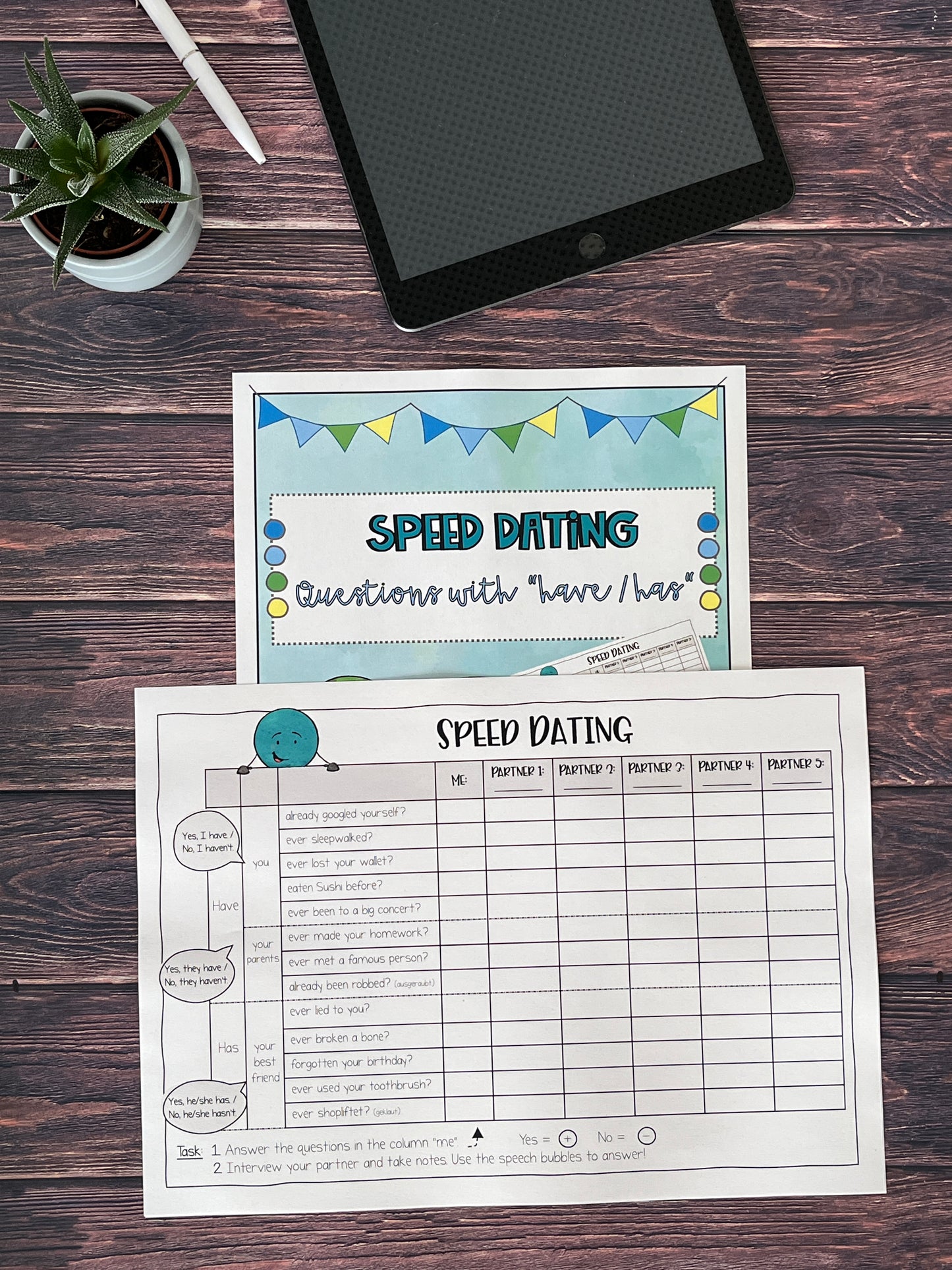 Speed Dating: Questions with „Have + Has"