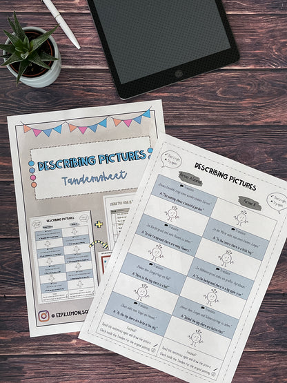 Describing Pictures - Tandemsheet mit Arbeitsanweisung