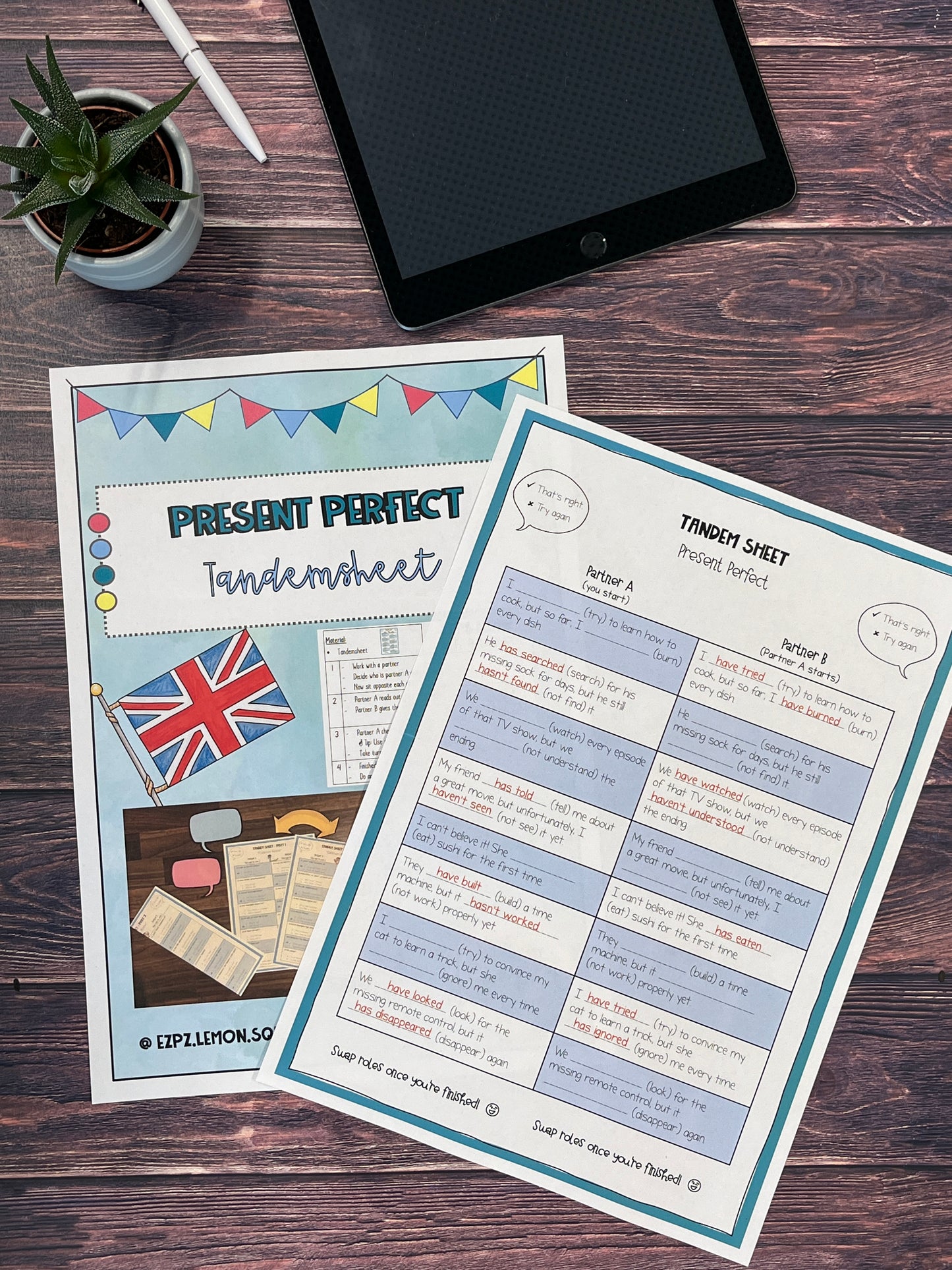 Present Perfect - Tandemsheet