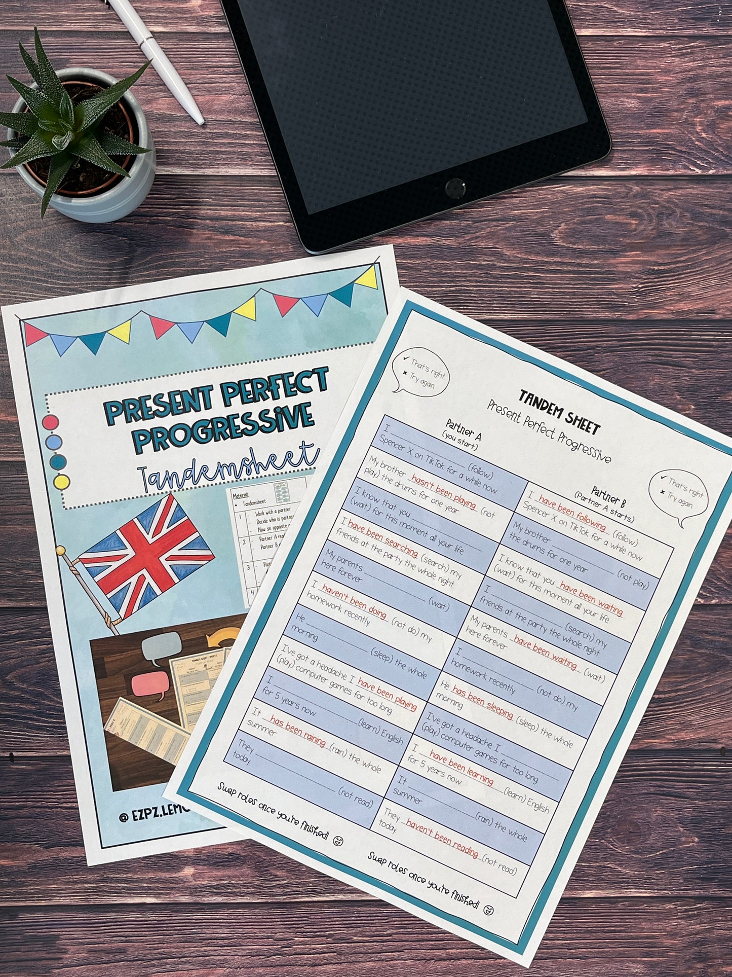 Present Perfect Progressive - Tandemsheet