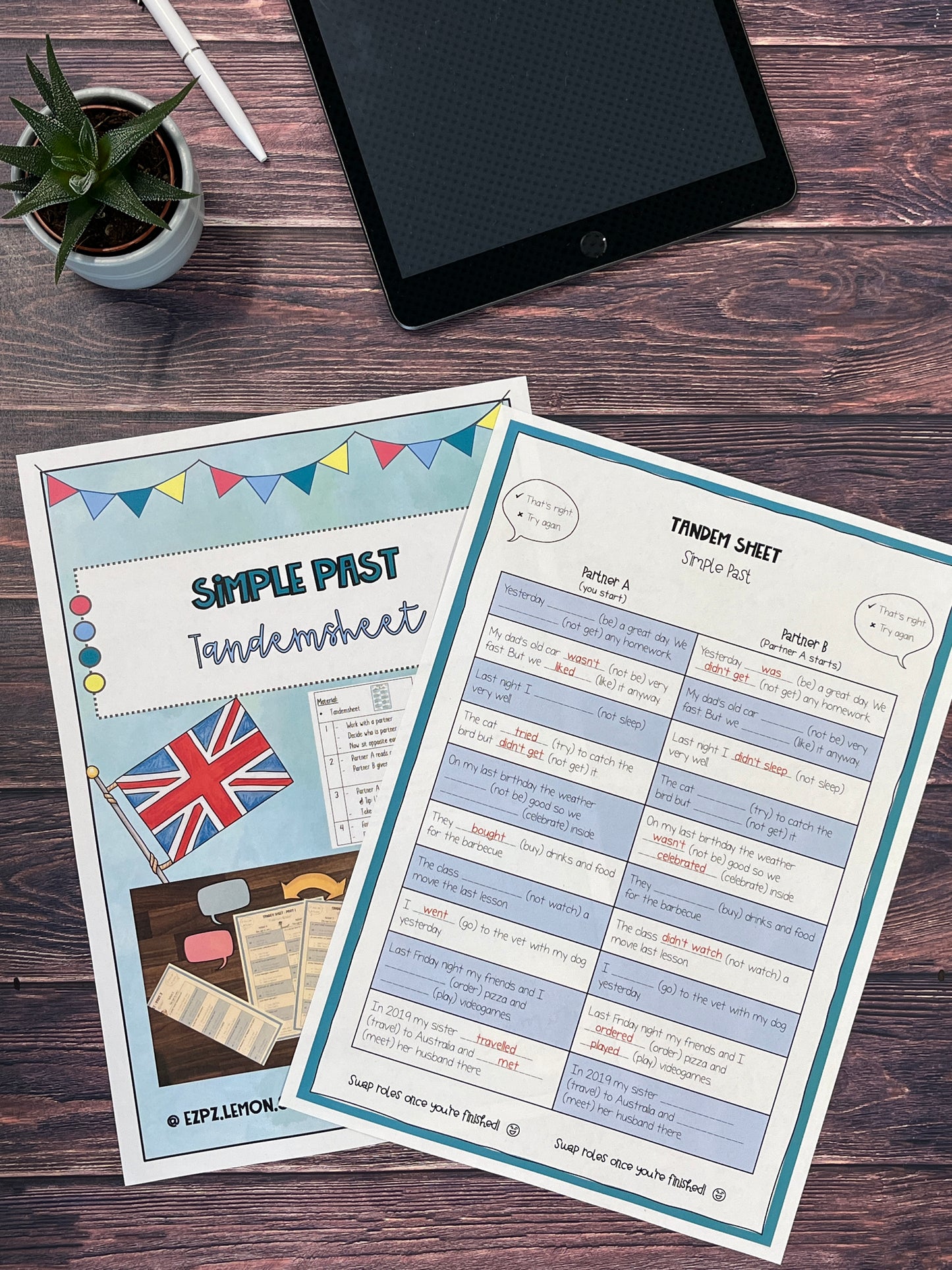 Simple Past - Tandemsheet